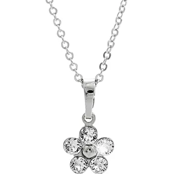 Náhrdelník JSB bijoux s.r.o. Stříbrný náhrdelník s přívěskem kytičky a pěti krystaly Swarovski Crystal (Stříbro 925/1000)
