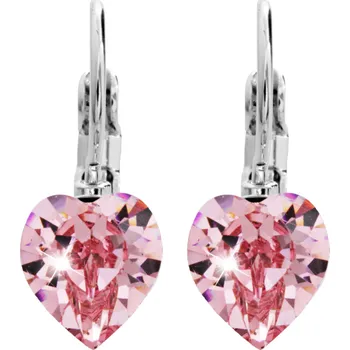Náušnice JSB bijoux s.r.o. Náušnice klapky z bižuterní slitiny s malým krystalem tvaru srdce Swarovski Light Rose