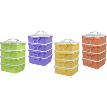 Jídlonosič Plastový jídlonosič 4 x 1,2 l, 17 x 15 x 25 cm, mix barev