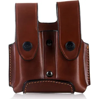 Pouzdro na mobilní telefon Dvojité zásobníkové kožené opaskové pouzdro s retenčními šrouby