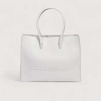 COCCINELLE MYRTHA MEDIUM MAXI LOGO KOŽENÁ KABELKA SNOW AW25
