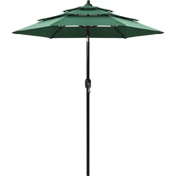 Stínicí technika 3stupňový zahradní slunečník s hliníkovou tyčí zelený 2 m