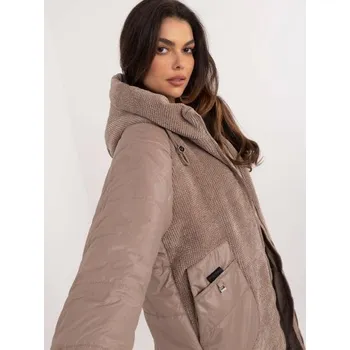 Světle hnědá delší přechodová bunda s kapucí