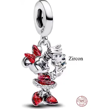 Přívěsek Charm Sterlingové stříbro 925 Disney Minnie Mouse se zirkonem a mašlí, přívěsek na náramek film