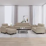 vidaXL 4dílná sedací souprava s poduškami taupe tkanina z mikrovlákna