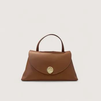 Kabelka COCCINELLE NIKLA MEDIUM KOŽENÁ KABELKA COGNAC/NOIR SS26