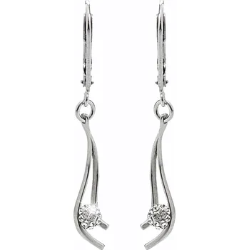 Náušnice JSB bijoux s.r.o. Stříbrné náušnice klapky s přívěskem dvou vlnek svírajících kuličku s krystaly Swarovski Crystal (Stříbro 925/1000)