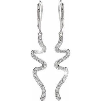Náušnice JSB bijoux s.r.o. Stříbrné náušnice klapky ve tvaru dlouhé vlnky a krystaly Swarovski Crystal (Stříbro 925/1000)