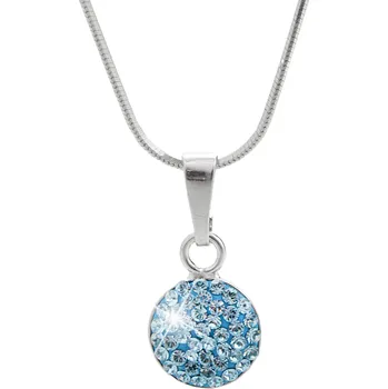 Náhrdelník JSB bijoux s.r.o. Stříbrný náhrdelník s přívěskem lentilky s krystaly Swarovski Aqua (Stříbro 925/1000)