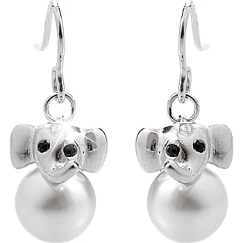 Náušnice JSB bijoux s.r.o. Stříbrné náušnice háčky ve tvaru slona ozdobené bílou perlou (Stříbro 925/1000)