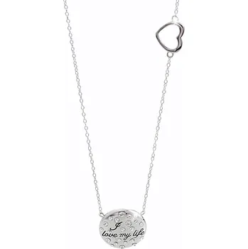 Módní doplněk JSB bijoux s.r.o. Stříbrný náhrdelník s medailonkem I Love My Life a krystaly Swarovski Crystal (Stříbro 925/1000)
