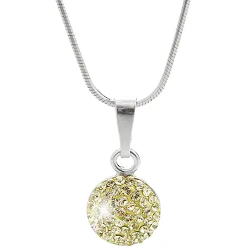 Náhrdelník JSB bijoux s.r.o. Stříbrný náhrdelník s přívěskem lentilky s krystaly Swarovski Jonquile (Stříbro 925/1000)