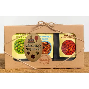 Dárková krabička Křupavé arašídy Dárková sada 3 druhů všechno nejlepší (Křupavé arašídy Dárková sada 3 druhů všechno nejlepší)
