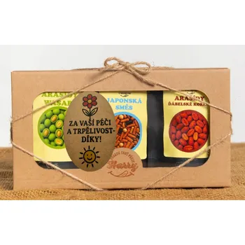 Dárková krabička Křupavé arašídy Dárková sada 3 druhů za Vaši péči a trpělivost díky (Křupavé arašídy Dárková sada 3 druhů za Vaši péči a trpělivost díky)