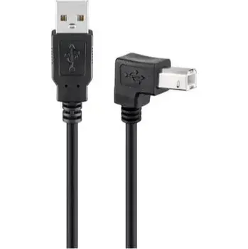 Kabel do PC MicroConnect kabel USB2.0 A (M) - USB2.0 B 90° úhel (M) 2m černá (USBAB2ANGLED)
