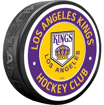Puk Mustang Puk Los Angeles Kings NHL Yellow Vintage Striped Textured Puck