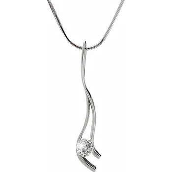 Módní doplněk JSB bijoux s.r.o. Stříbrný náhrdelník s přívěskem dvou vlnek svírajících kuličku s krystaly Swarovski Crystal (Stříbro 925/1000)