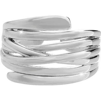 Prsten JSB bijoux s.r.o. Stříbrný prsten široký rovný s překříženým středem bez krystalů (Stříbro 925/1000)