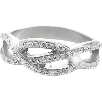 Prsten JSB bijoux s.r.o. Stříbrný prsten několik propletených vlnek s krystaly Swarovski Crystal (Stříbro 925/1000)