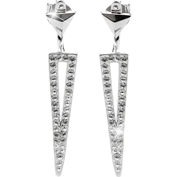 Náušnice JSB bijoux s.r.o. Stříbrné náušnice puzety podlouhlé trojúhelníky s krystaly Swarovski Crystal (Stříbro 925/1000)