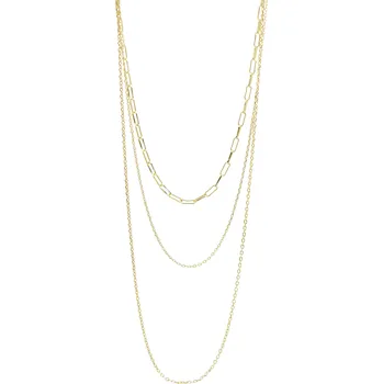 Módní doplněk JSB bijoux s.r.o. Pozlacený stříbrný náhrdelník tři jemné řetízky (Stříbro 925/1000)