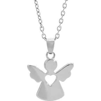 Módní doplněk JSB bijoux s.r.o. Stříbrný náhrdelník anděl s vyříznutým srdíčkem bez krystalů (Stříbro 925/1000)