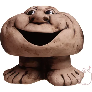 Zahradní dekorace Česká keramička velký usměvavý kámen 22x25x22 cm hnědá