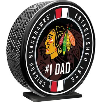 Puk Mustang Puk Chicago Blackhawks NHL 8" MEGA Puck #1 Dad Ribbon
