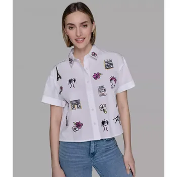 Dámská košile KARL LAGERFELD PARIS dámská košile PARIS bílá XL