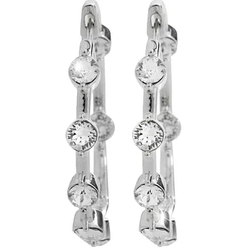 Náušnice JSB bijoux s.r.o. Stříbrné náušnice kruhy které zdobí krystaly Swarovski Crystal v rozestupech (Stříbro 925/1000)