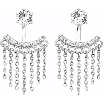 Módní doplněk JSB bijoux s.r.o. Náušnice puzety z bižuterní slitiny s krystalem Swarovski Crysrtal a závojem z řetízků