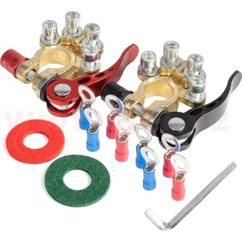 Nářadí na motocykly Mosazné bateriové svorky s rychloupínacími konektory 17.5 mm + a 15.9 mm - (pár 2 ks)