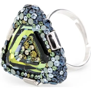 Prsten JSB bijoux s.r.o. Stříbrný masivní prsten trojúhelník osázený krystaly Swarovski Sahara (Stříbro 925/1000)