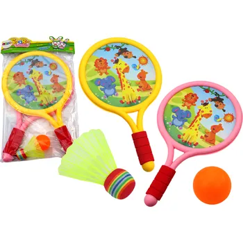 Mamido Dětské badmintonové rakety Zvířata žluté růžové