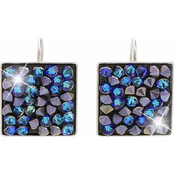 Náušnice JSB bijoux s.r.o. Stříbrné náušnice klapky s čtvercovým lůžkem s krystaly Swarovski Bermuda Blue (Stříbro 925/1000)