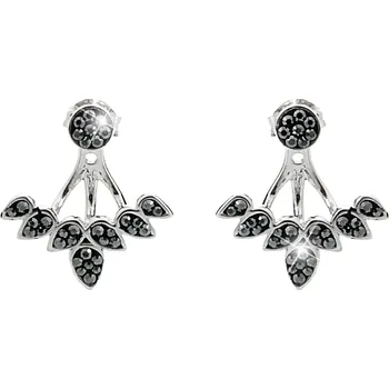 Módní doplněk JSB bijoux s.r.o. Stříbrné dvoudílné náušnice puzety s ostny osázené krystaly Swarovski Hematit (Stříbro 925/1000)