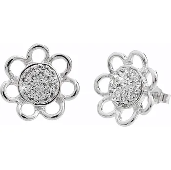 Náušnice JSB bijoux s.r.o. Stříbrné náušnice puzety květ s lístky a s krystaly Swarovski Crystal (Stříbro 925/1000)
