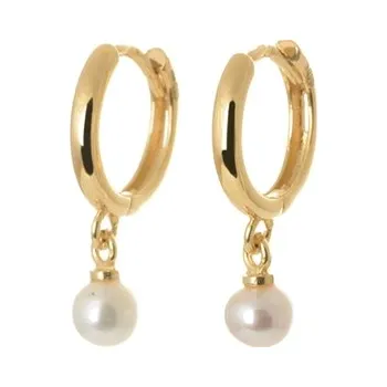 Náušnice Náušnice ze žlutého zlata koružky s bílou perličkou JMG0084WGE03 + DÁREK ZDARMA