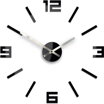 Hodiny Nástěnné samolepící hodiny Arabic 50 cm černé/stříbrné