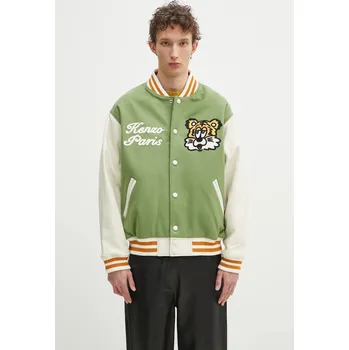 Pánská softshellová bunda Bunda z vlněné směsi Kenzo x Verdy zelená barva, přechodná, oversize, FF58BL1509OH.48, XL, 91X