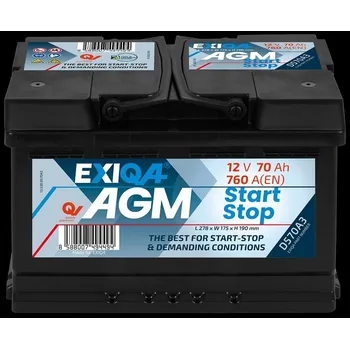 Autobaterie Autobaterie Akku EXIQA AGM 12V 70Ah 760A start stop