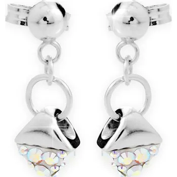 Módní doplněk JSB bijoux s.r.o. Stříbrné náušnice puzety kosočtverec s polovinou zdobenou krystaly Swarovski AB (Stříbro 925/1000)