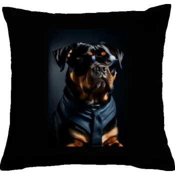 Dekorativní polštářek Polštář bavlněný s potiskem Rotvajler jako tajný agent FBI