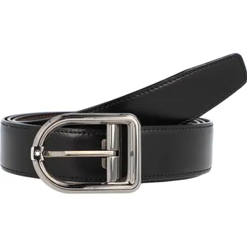 Opasek MONTBLANC - Shiny Brown black 30 mm reversible - Pánský oboustranný opasek