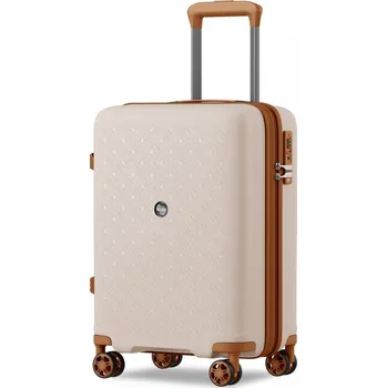 Kono 2594 Kufr spinner 53.5cm Béžová/Hnědá Polypropylen Rozšiřitelný