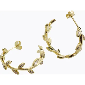 Módní doplněk JSB bijoux s.r.o. Pozlacené stříbrné náušnice kreole lístečky s krystaly Swarovski Crystal (Stříbro 925/1000)
