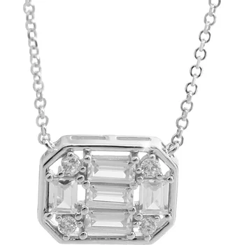 Náhrdelník JSB bijoux s.r.o. Stříbrný náhrdelník zkosený obdélník s Kubickými zirkony Crystal (Stříbro 925/1000)