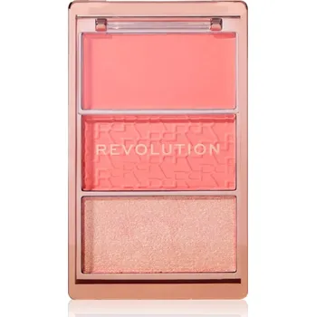 Přípravek na tvář Revolution Blush Icon Palette paleta tvářenek odstín Authentic Peach 9.8 g