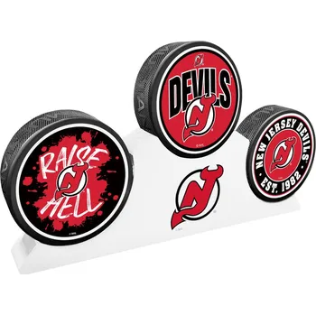 Puk Mustang Puk New Jersey Devils NHL 3 Puck Podium Set