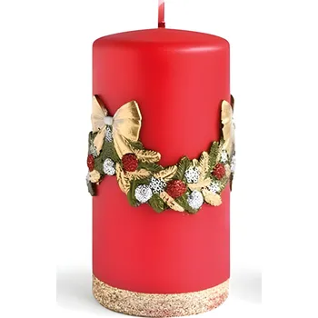 Svíčka Vánoční svíčka Girlanda I 18 cm červená